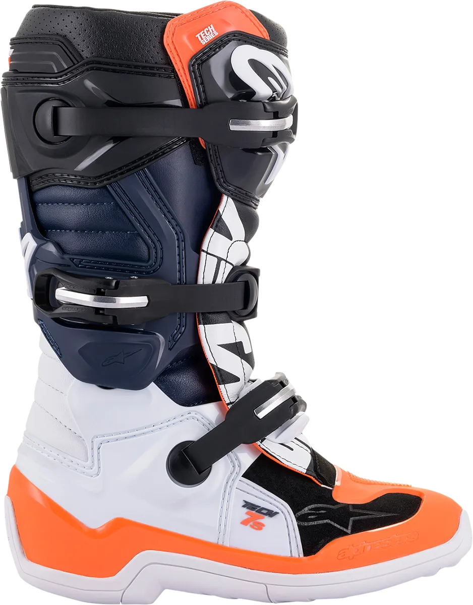 ALPINESTARS Tech 7s Boots Black/White/ Orange Fluo Sz 02 2015017-1241-2