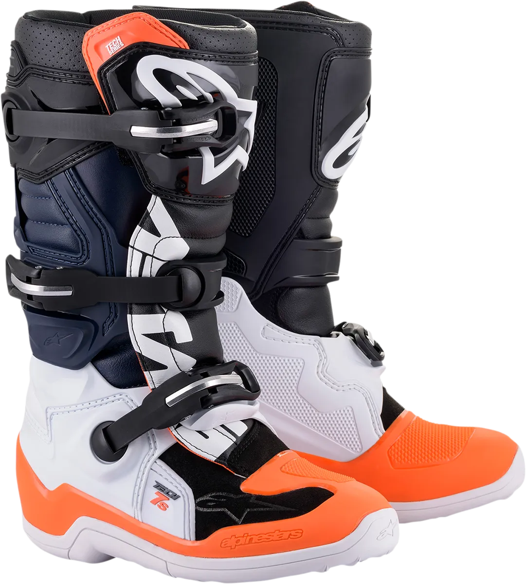 ALPINESTARS Tech 7s Boots Black/White/ Orange Fluo Sz 02 2015017-1241-2