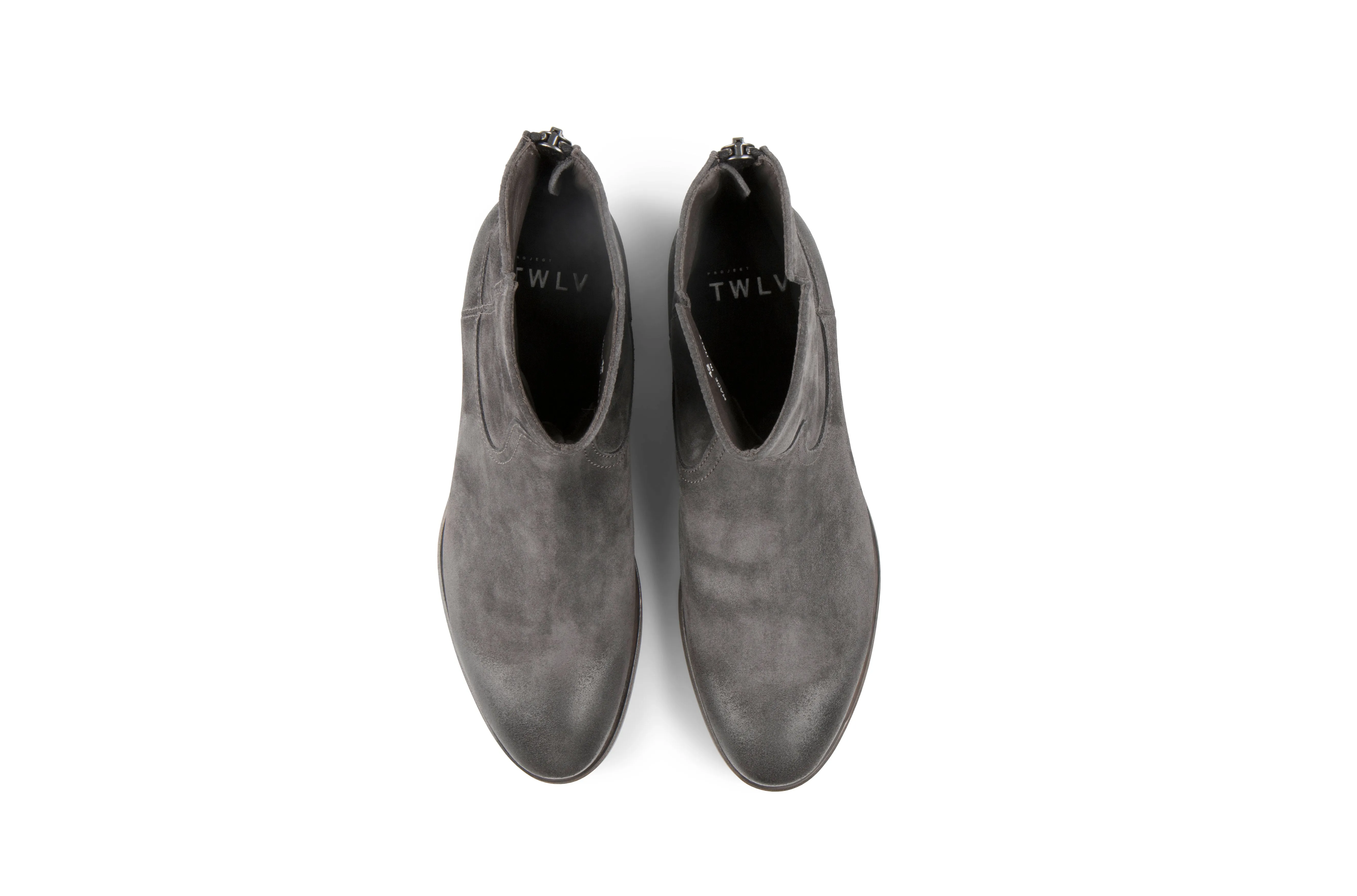 Flame Anthracite Suede Leather Zipper Boots
