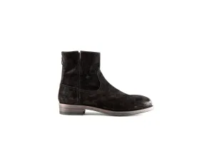 Flame Black Suede Leather Zipper Boots