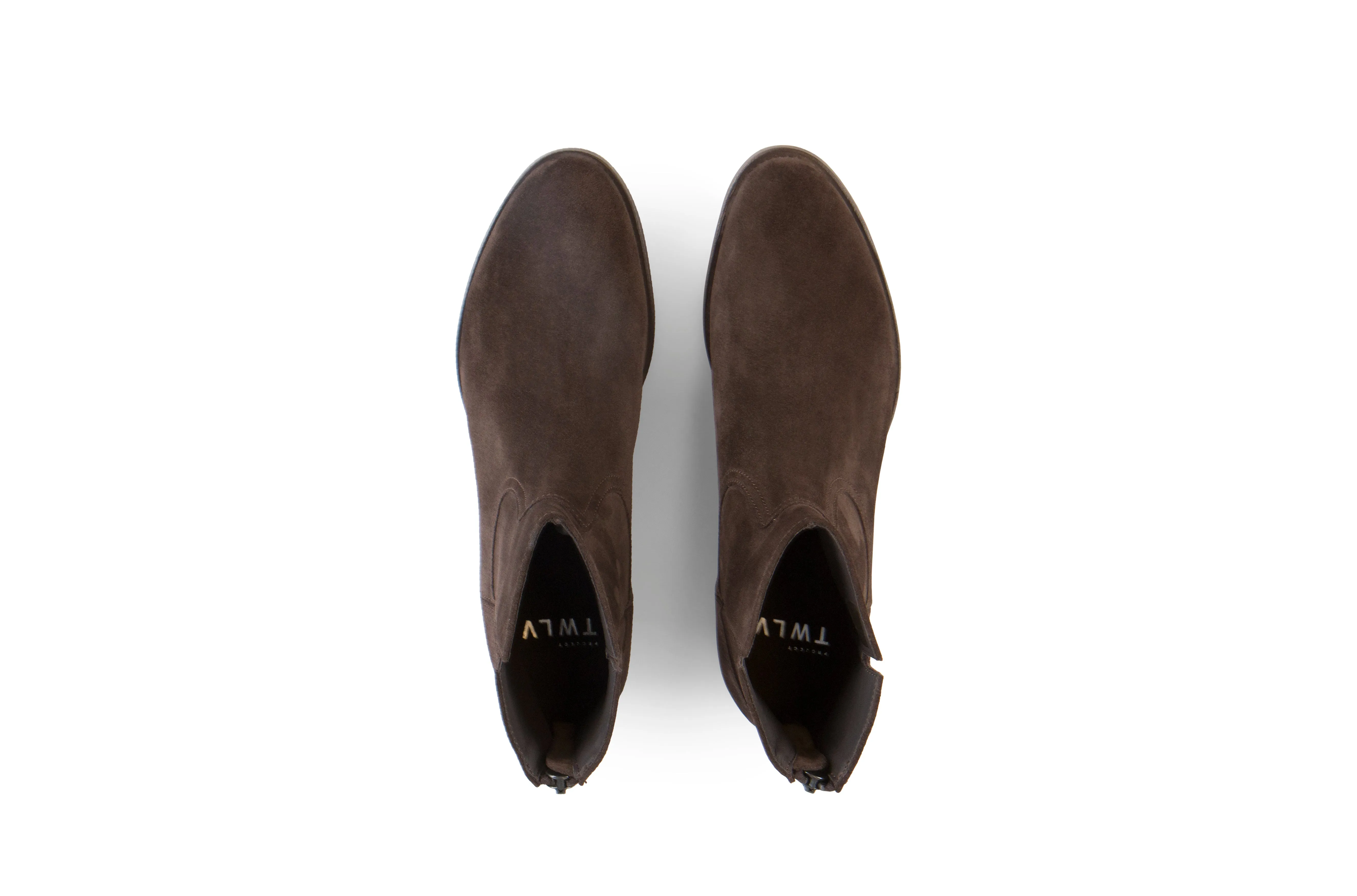 Flame Coffee Suede Leather Zipper Boots