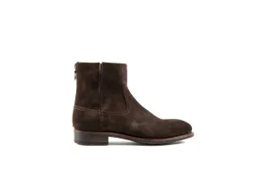 Flame Coffee Suede Leather Zipper Boots