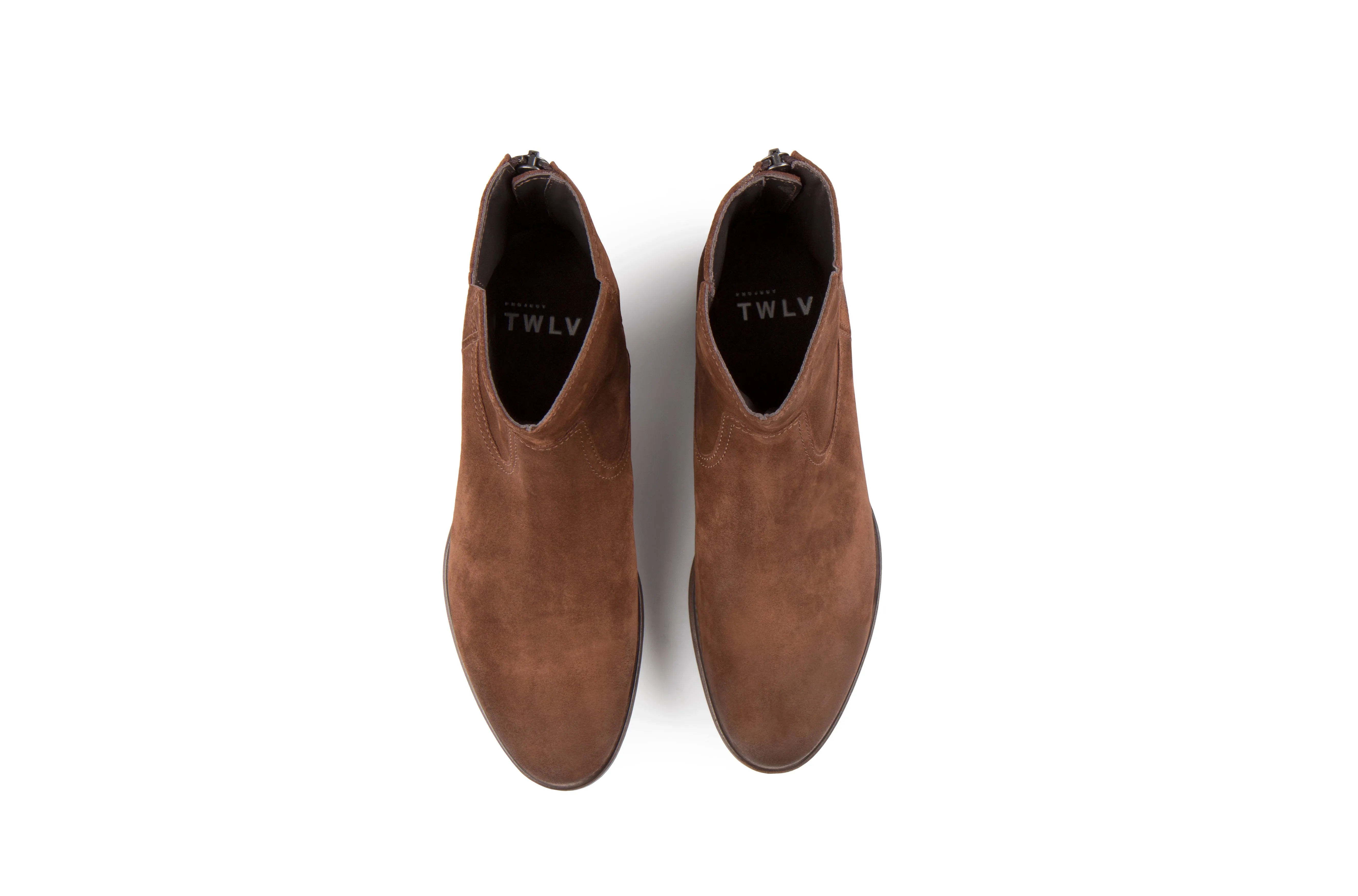 Flame Tan Suede Leather Zipper Boots