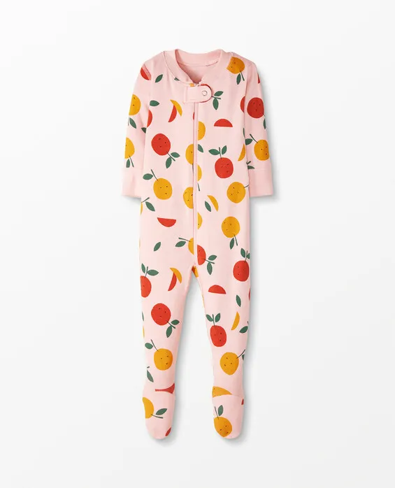Kids Baby Zip Footed Sleeper in Pink Citrus
