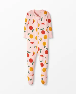 Kids Baby Zip Footed Sleeper in Pink Citrus
