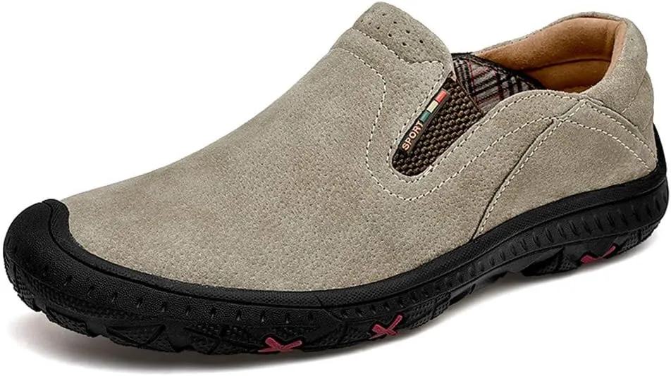 LEADER SHOW Men's Slip On Hiking Shoes Outdoor Walking Shoes Casual Comfortable Loafers