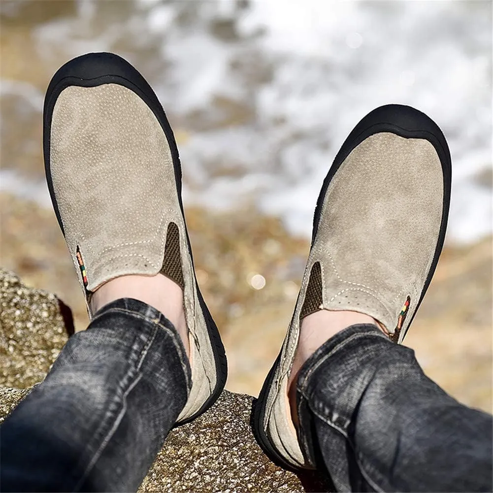 LEADER SHOW Men's Slip On Hiking Shoes Outdoor Walking Shoes Casual Comfortable Loafers