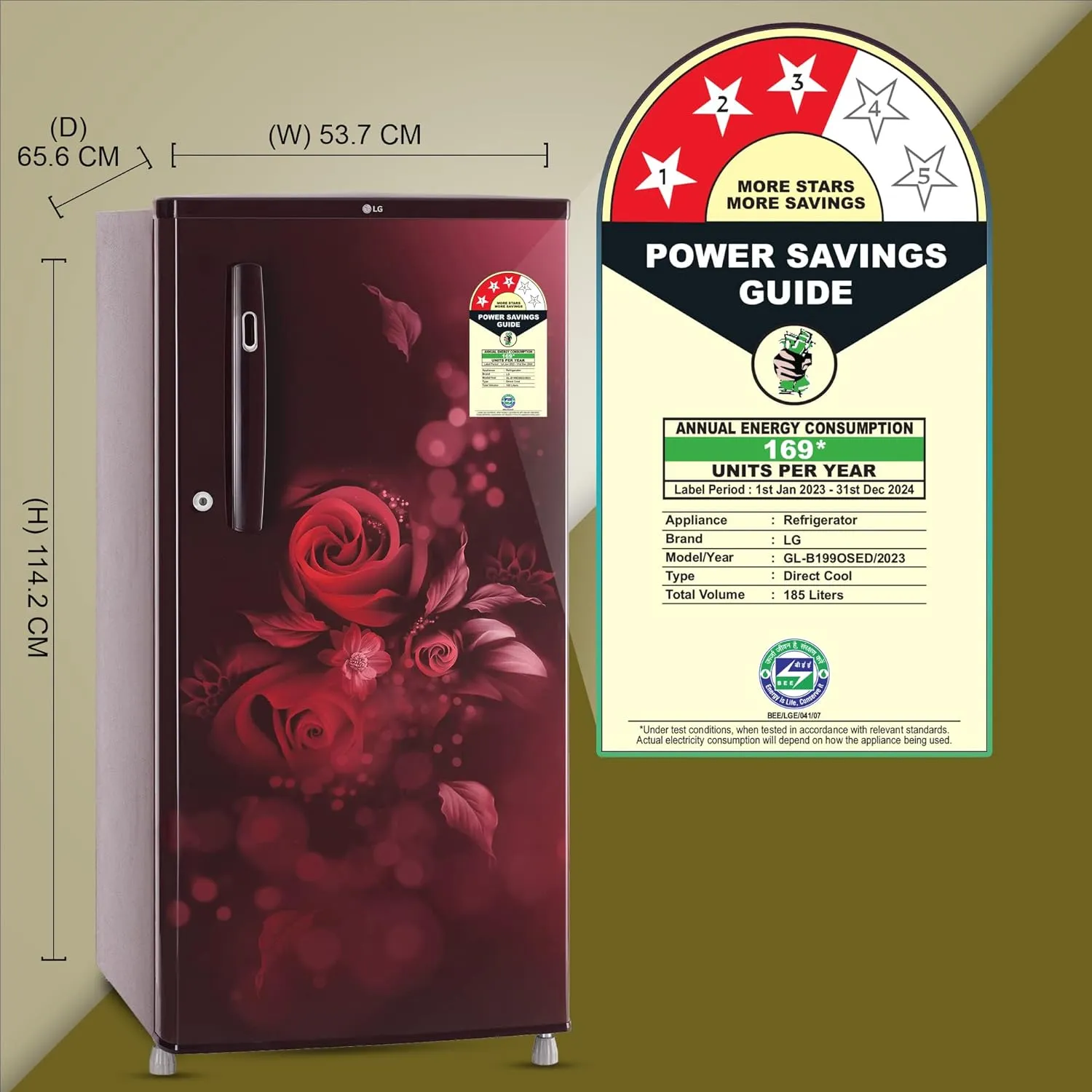 LG GL-B199OSED 185 L 3 Direct-Cool Single-Door Refrigerator ( Scarlet Euphoria, Fastest Ice Making)