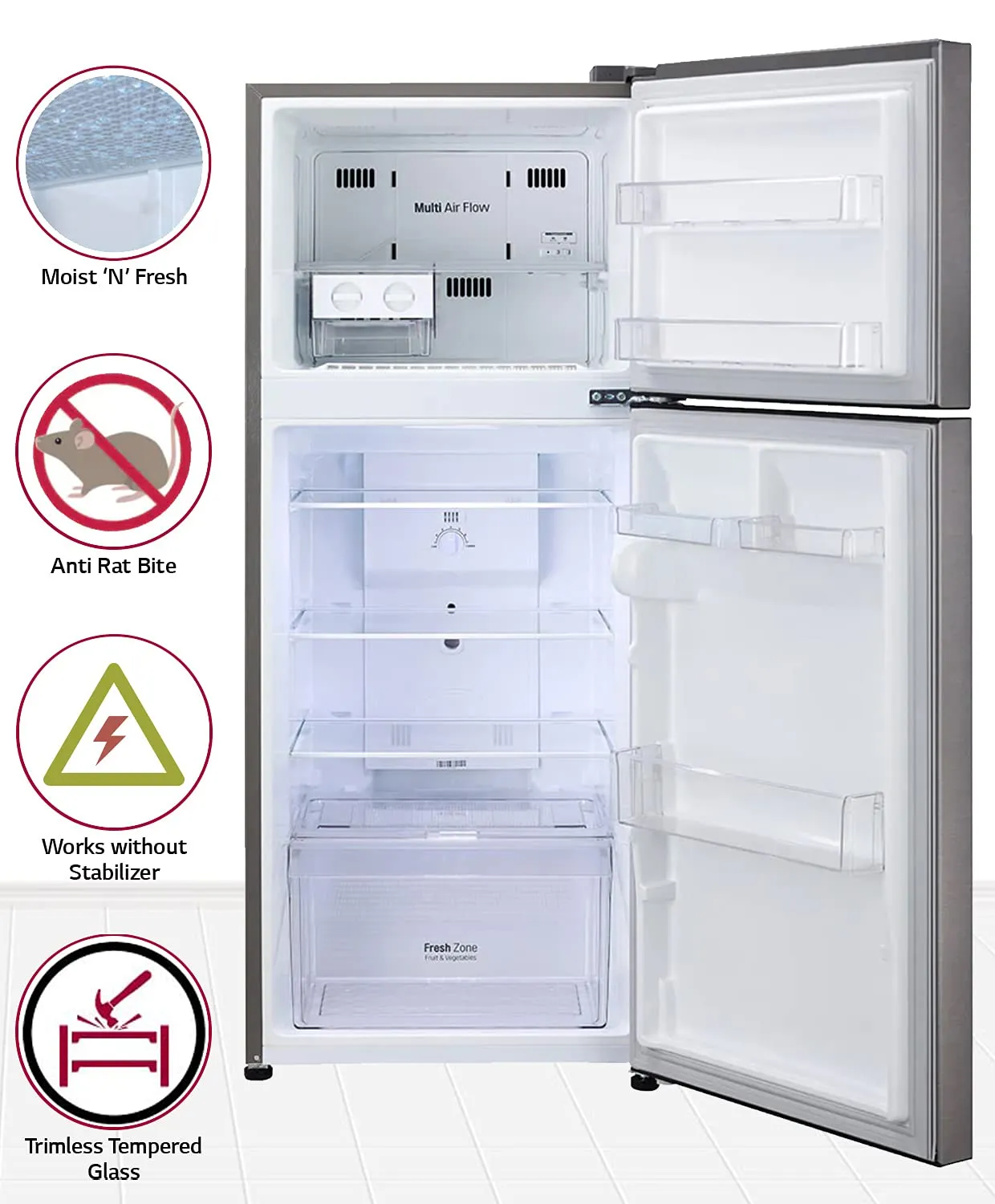 LG GL-N292DDSY 260 L 2 Star Inverter Frost-Free Double Door Refrigerator ( Dazzle Steel )